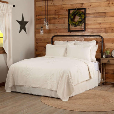 Burlap Antique White Star King/Queen/Twin Coverlet - The Fox Decor